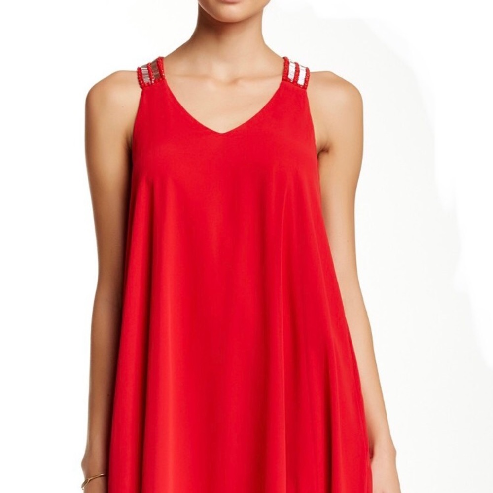 Soprano Beaded V-Neck Halter Dress